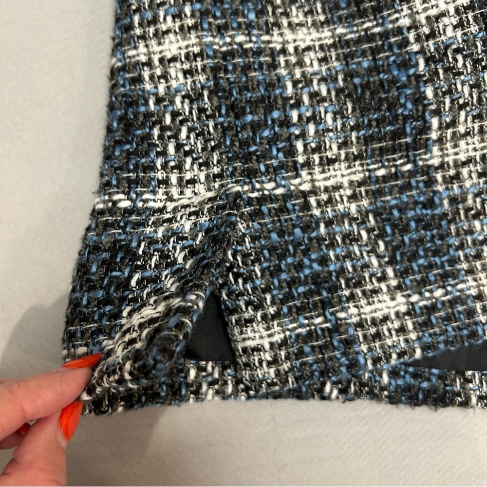 Ann Taylor LOFT Tweed  Mini Shift Skirt Forever‎ Navy Side Slit  NWOT Sz OP Twee - Picture 4 of 8